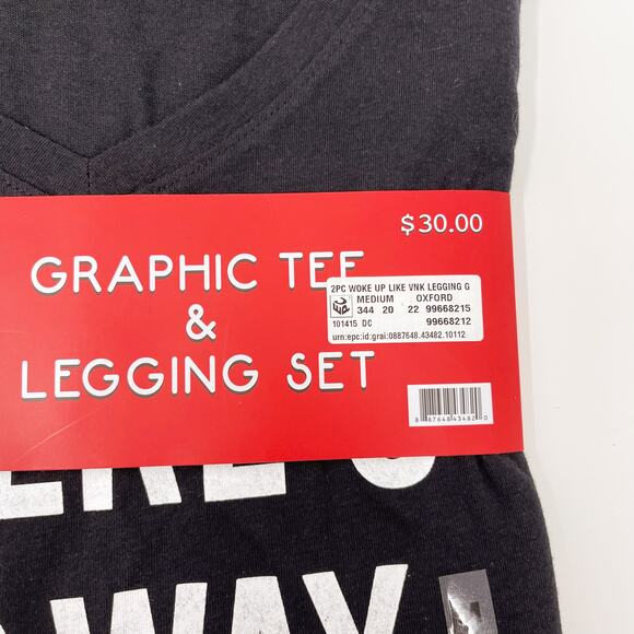 New Theres No Way You Woke Up Like That V Neck Legging Set 2 Pc Set Black Medium - Picture 3 of 6